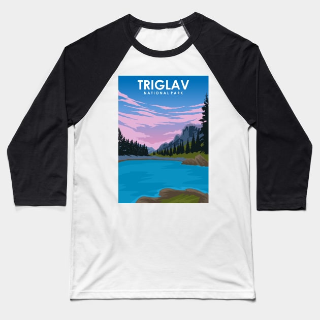 Triglav Solvenia National Park Travel Poster Baseball T-Shirt by jornvanhezik